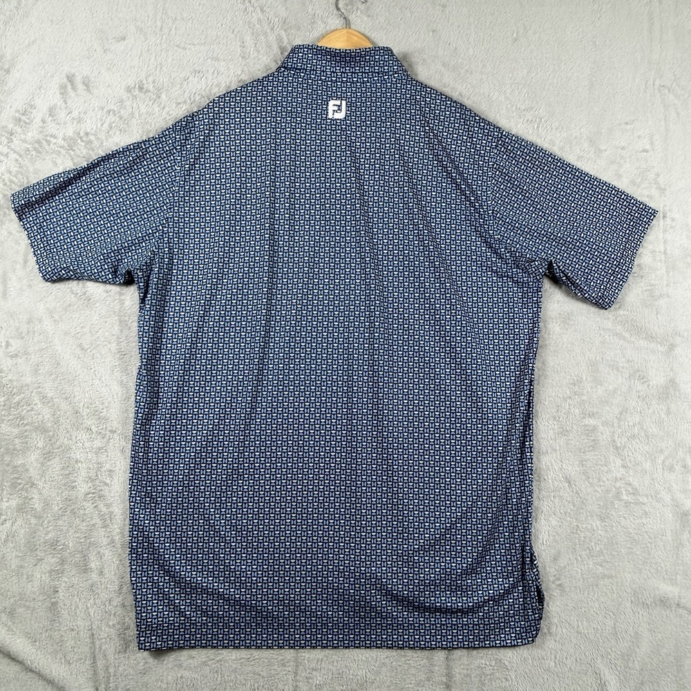 FootJoy Mens XL Blue Geometric Print Stretch Golf Polo Shirt Short Sleeve - Picture 7 of 7